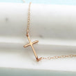 Load image into Gallery viewer, Side Cross Necklace • Sideways Cross • Layering Necklace • Cross Jewelry • Silver Cross • Simple Cross • Modern Cross • Layered Necklaces