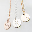 Load image into Gallery viewer, Dainty Initial Necklace • Gift For New Mom • Personalized Monogram • Delicate Gold Disc Necklace • Custom Initials • Bridesmaid Gift • Small