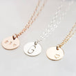 Load image into Gallery viewer, Dainty Initial Necklace • Gift For New Mom • Personalized Monogram • Delicate Gold Disc Necklace • Custom Initials • Bridesmaid Gift • Small