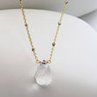 Load image into Gallery viewer, Micro faceted Quartz Crystal Teardrop on a dotted satellite chain by Studio Blue on Etsy
