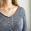 Load image into Gallery viewer, Delicate CZ Choker or Long Necklace • 2 in 1 Layering Necklace • Round Diamond Pendant • Clear Stone • Double Chain • Extra Long Necklace
