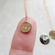 Load image into Gallery viewer, Dainty Initial Necklace • Gift For New Mom • Personalized Monogram • Delicate Gold Disc Necklace • Custom Initials • Bridesmaid Gift • Small