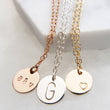 Load image into Gallery viewer, Dainty Initial Necklace • Gift For New Mom • Personalized Monogram • Delicate Gold Disc Necklace • Custom Initials • Bridesmaid Gift • Small