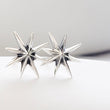 Load image into Gallery viewer, Starburst Studs • Silver Stars • Star Studs • Sterling Post Earrings • Faceted Starburst Earrings • Eight Pointed Star • Delicate Studs