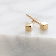 Load image into Gallery viewer, 14K Gold Tiny Cube Studs • Little Gold Studs • Delicate Square Stud Earrings • Minimalist Earrings • 14 Karat Gold Studs • Post Earrings