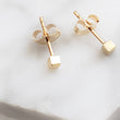 Load image into Gallery viewer, 14K Gold Tiny Cube Studs • Little Gold Studs • Delicate Square Stud Earrings • Minimalist Earrings • 14 Karat Gold Studs • Post Earrings