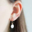 Load image into Gallery viewer, Dainty Coin Pearl Earrings • Delicate Pearl Drops • Oval Coin Pearl Earrings • White Freshwater Pearls • Bridesmaid Gift