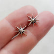 Load image into Gallery viewer, Starburst Studs • Silver Stars • Star Studs • Sterling Post Earrings • Faceted Starburst Earrings • Eight Pointed Star • Delicate Studs