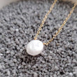 Load image into Gallery viewer, Oval Coin Pearl Necklace • Single Pearl Necklace • Flat White Pearl • Minimalist Necklace • Bridesmaid Gift • Gift For Her • Delicate Chain