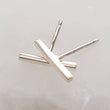 Load image into Gallery viewer, Little Modern Bar Studs • Silver Bar Earrings • Dainty Minimalist Studs • Tiny Bar Studs • Multiple Piercings