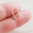 Load image into Gallery viewer, Little Modern Bar Studs • Silver Bar Earrings • Dainty Minimalist Studs • Tiny Bar Studs • Multiple Piercings
