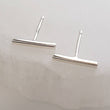 Load image into Gallery viewer, Little Modern Bar Studs • Silver Bar Earrings • Dainty Minimalist Studs • Tiny Bar Studs • Multiple Piercings