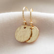 Load image into Gallery viewer, Gold Disk Earrings • Gold Coins • Hammered Disc Drops • Simple Gold Earrings • Minimalist Jewelry • Circle Earrings