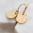 Load image into Gallery viewer, Gold Disk Earrings • Gold Coins • Hammered Disc Drops • Simple Gold Earrings • Minimalist Jewelry • Circle Earrings