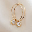 Load image into Gallery viewer, Gold Hoop & CZ Drop Earrings