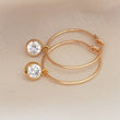 Load image into Gallery viewer, Gold Hoop & CZ Drop Earrings