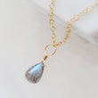 Load image into Gallery viewer, Dainty Labradorite Necklace • Smooth Labradorite Drop • Delicate Gold Chain • Layering Necklace • Blue Green Labradorite Pendant • Gift