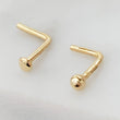 Load image into Gallery viewer, 14K Gold Nose Stud • 20G • Tiny Ball or Button Top Nose Stud • L Bend • Delicate Nose Stud • Minimalist • Round Gold Ball • Dainty Nose Bead