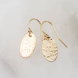 Load image into Gallery viewer, Gold Oval Disk Earrings • Gold Drops • Hammered Disc Drops • Simple Gold Earrings • Minimalist Jewelry • Circle Earrings