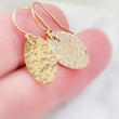 Load image into Gallery viewer, Gold Oval Disk Earrings • Gold Drops • Hammered Disc Drops • Simple Gold Earrings • Minimalist Jewelry • Circle Earrings