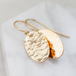Load image into Gallery viewer, Gold Oval Disk Earrings • Gold Drops • Hammered Disc Drops • Simple Gold Earrings • Minimalist Jewelry • Circle Earrings
