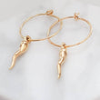 Load image into Gallery viewer, Tiny Italian Horn Hoop Earrings • Thin Gold Hoops • Small Italian Horn • Delicate Hoops • Hoop Earrings • Dainty Jewelry • Good Luck