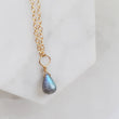 Load image into Gallery viewer, Dainty Labradorite Necklace • Smooth Labradorite Drop • Delicate Gold Chain • Layering Necklace • Blue Green Labradorite Pendant • Gift