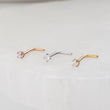 Load image into Gallery viewer, CZ Diamond L Bend Nose Stud • 18g or 20g • Surgical Steel • Gold • Rose Gold • 2mm and 3mm Prong Set CZ • Delicate Nose Stud • Dainty Stud