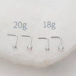 Load image into Gallery viewer, Opal L Bend Nose Stud • 20g • Surgical Steel • 2mm and 3mm Prong Set Blue or White Opal • Delicate Nose Stud • Dainty Stud