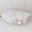 Load image into Gallery viewer, Solitaire Diamond CZ Necklace • Delicate Layering Necklace • Single Cubic Zirconia Drop • Dainty Jewelry • Gold Chain