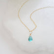 Load image into Gallery viewer, Dainty Apatite Necklace • Smooth Aqua Drop • Delicate Gold Chain • Layering Necklace • Blue Green Teardrop Pendant • Gift
