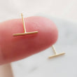 Load image into Gallery viewer, Little Modern Bar Studs • Silver Bar Earrings • Dainty Minimalist Studs • Tiny Bar Studs • Multiple Piercings • Clean Lines • Ear Stack