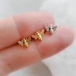 Load image into Gallery viewer, Tiny Honey Bee Studs • Dainty Bee Earrings • Bumble Bee Studs • Tiny Gold Bees • Little Bee Earring Studs • Delicate Bee Jewelry • Gift