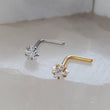 Load image into Gallery viewer, Star CZ Diamond L Bend Nose Stud • 18g or 20g • 316L Surgical Steel • Gold • Delicate Nose Stud • Dainty Stud • Star Shape • Body Jewelry