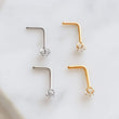 Load image into Gallery viewer, Star CZ Diamond L Bend Nose Stud • 18g or 20g • 316L Surgical Steel • Gold • Delicate Nose Stud • Dainty Stud • Star Shape • Body Jewelry
