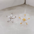 Load image into Gallery viewer, Diamond CZ Flower Stud • Marquise Stones • Internally Threaded Flat Back • Labret • Cartilage • Body Jewelry • 316L Surgical Steel • 16g