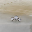Load image into Gallery viewer, 3 Diamond CZ Stud Crescent • Threadless Push in Flat Back • Labret • Monroe • Cartilage • Lip • Body Jewelry • Implant Grade Titanium • 18g