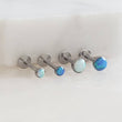 Load image into Gallery viewer, Opal Studs Bezel Set • Push In Flat Back Studs • 20g Earrings • Body Jewelry • Blue or White Opals • Tiny Studs • Delicate Piercing Jewelry