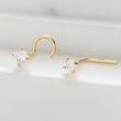 Load image into Gallery viewer, 14K Gold and Diamond CZ nose stud shown in screw or L-Bend style, 22 gauge, on a white background by Studio Blue on Etsy