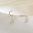 Load image into Gallery viewer, 14K Gold and Diamond CZ nose stud shown in screw or L-Bend style, 22 gauge, on an off white background by Studio Blue on Etsy