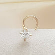 Load image into Gallery viewer, 14K Gold and 2.5mm Diamond CZ nose stud shown in screw style, 22 gauge, on an off white background by Studio Blue on Etsy