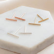 Load image into Gallery viewer, Little Modern Bar Studs • Silver Bar Earrings • Dainty Minimalist Studs • Tiny Bar Studs • Multiple Piercings • Clean Lines • Ear Stack