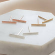 Load image into Gallery viewer, Little Modern Bar Studs • Silver Bar Earrings • Dainty Minimalist Studs • Tiny Bar Studs • Multiple Piercings • Clean Lines • Ear Stack