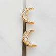 Load image into Gallery viewer, Crystal Pavé Crescent Moon Studs • Tiny Flat Back Earrings • Small Stud Earrings • Crescent Moon Earrings • Screw Back • Body Jewelry • 16g