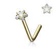 Load image into Gallery viewer, Star CZ Diamond L Bend Nose Stud • 18g or 20g • 316L Surgical Steel • Gold • Delicate Nose Stud • Dainty Stud • Star Shape • Body Jewelry