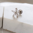 Load image into Gallery viewer, Diamond CZ Flower Stud • Marquise Stones • Internally Threaded Flat Back • Labret • Cartilage • Body Jewelry • 316L Surgical Steel • 16g