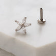 Load image into Gallery viewer, Diamond CZ Flower Stud • Marquise Stones • Internally Threaded Flat Back • Labret • Cartilage • Body Jewelry • 316L Surgical Steel • 16g