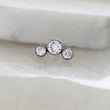 Load image into Gallery viewer, 3 Diamond CZ Stud Crescent • Threadless Push in Flat Back • Labret • Monroe • Cartilage • Lip • Body Jewelry • Implant Grade Titanium • 18g