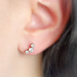 Load image into Gallery viewer, 3 Diamond CZ Stud Crescent • Threadless Push in Flat Back • Labret • Monroe • Cartilage • Lip • Body Jewelry • Implant Grade Titanium • 18g