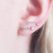 Load image into Gallery viewer, Tiny Diamond CZ Flat Back Studs • Threadless • Lobe • Labret • Monroe • Cartilage • Lip • Body Jewelry • Implant Grade Titanium • 18g